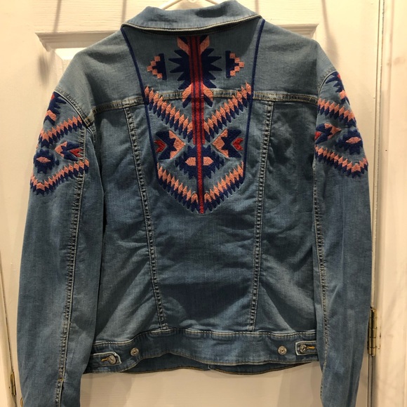 LuLaRoe Jackets & Blazers - LulaRoe Denim Embroidered Jacket